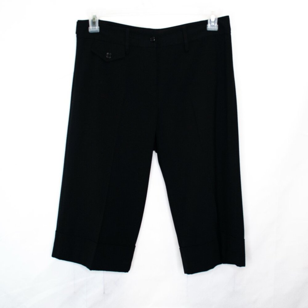 Boston Proper Cuffed Capri Pants Womens 10 Black Stretch Solid Adjustable RR06